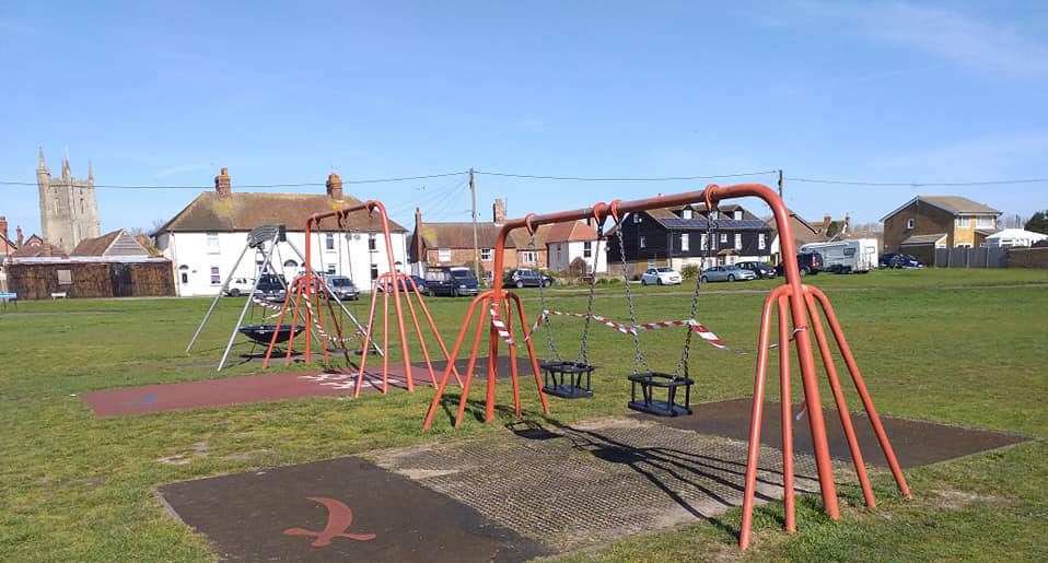 All play areas - like this one in Lydd - are out of bounds to children during the virus outbreak. Picture: Robin Francis