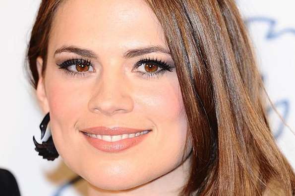 Actress Hayley Atwell found the beach sign amusing