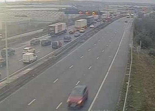 Delays are building on the approach to the Dartford Bridge. Photo: National Highways