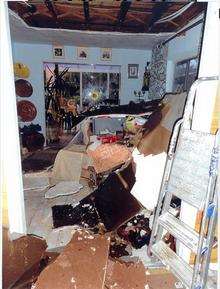 The sight that met Gaynor and George Flint at their home in Woodland Drive, Minster, when a burst pipe in the loft caused four ceilings to collapse