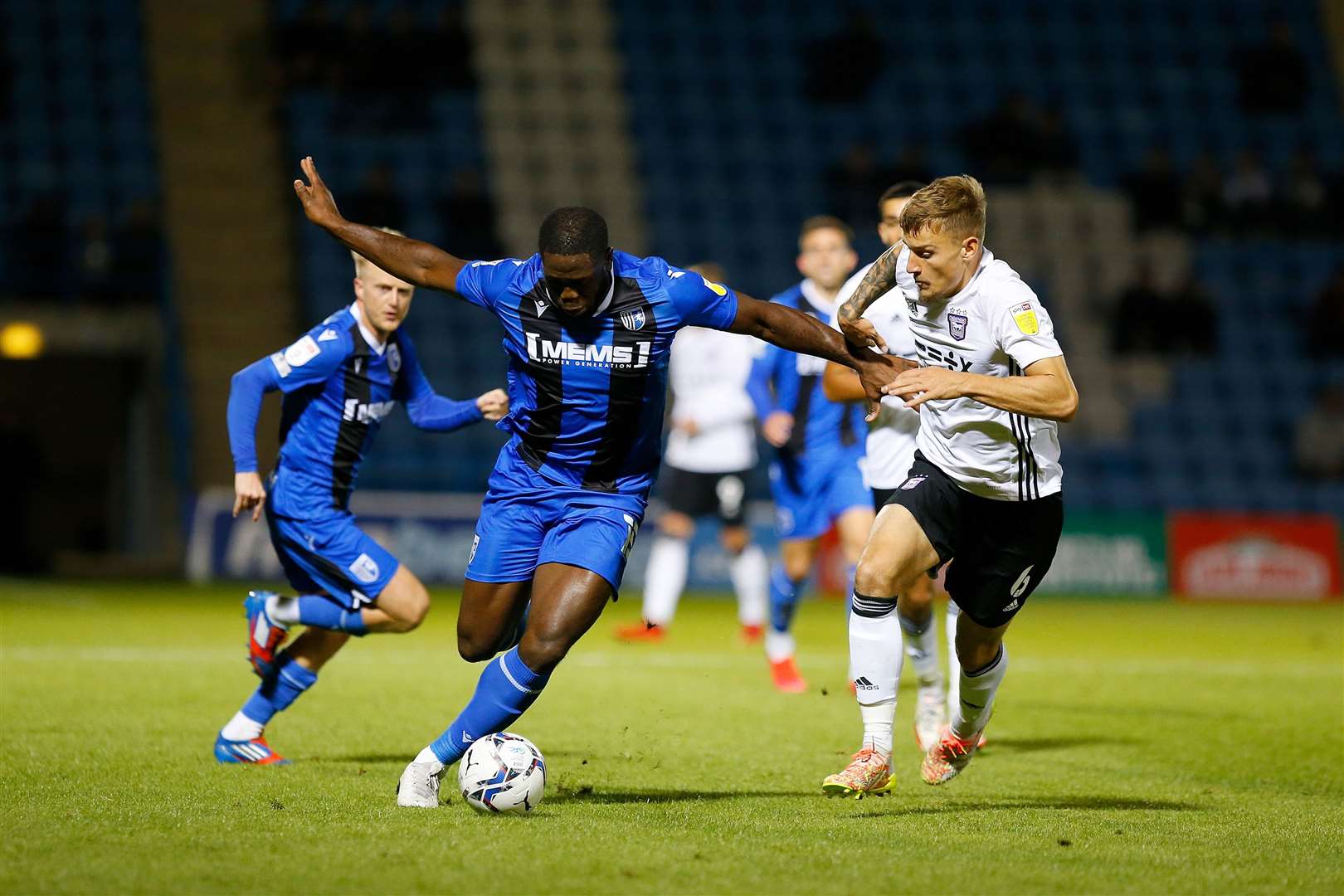 John Akinde attempts to work his way through the defence Picture: Andy Jones