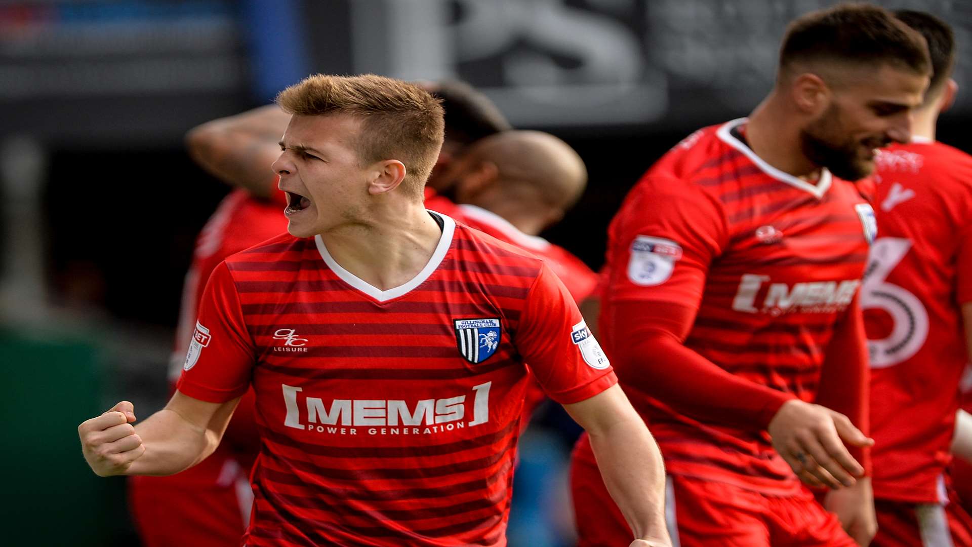 Jake Hessenthaler celebrates Conor Wilkinson's equaliser at Portsmouth Picture: Ady Kerry