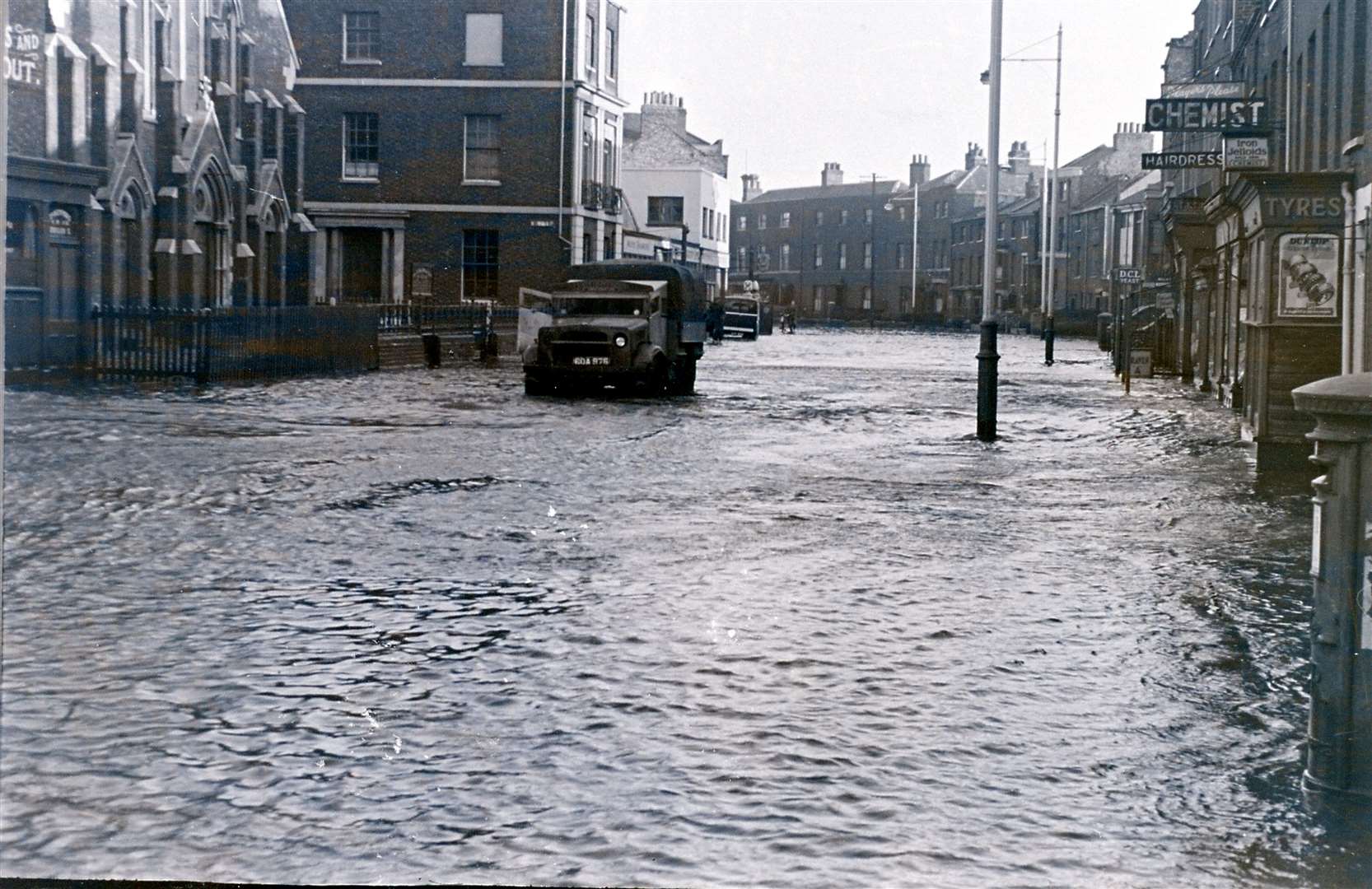 London Road flooded during the 1953 floods, photo taken by Lenoard Edwards