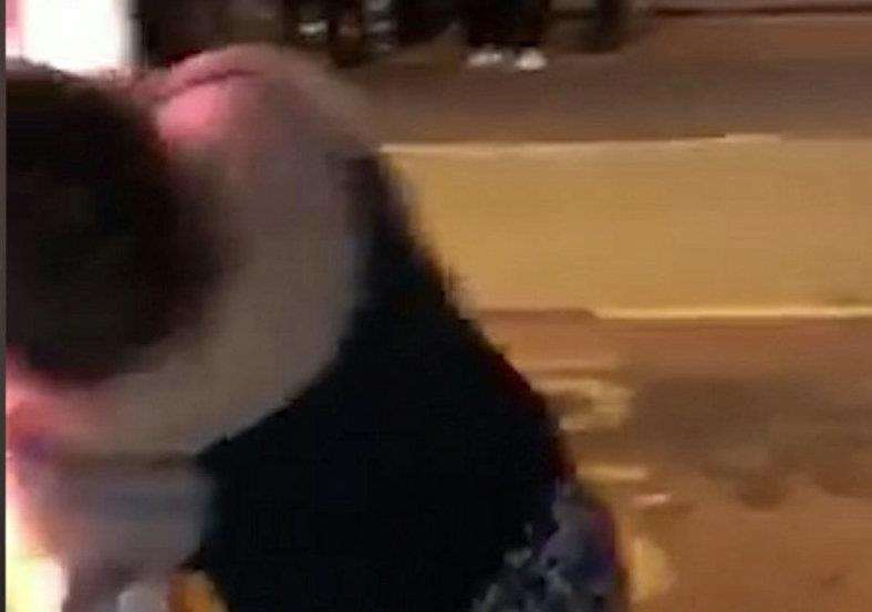 A woman headbutts a bus stop in Ramsgate after an altercation. Picture: SWNS