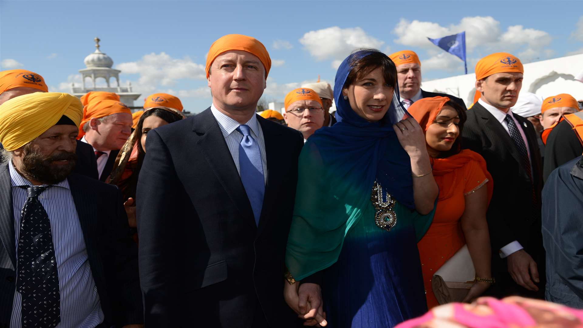 David and Samantha Cameron arrive at the Sikh festival of Vaisakhi in Gravesend Picture: Gary Browne