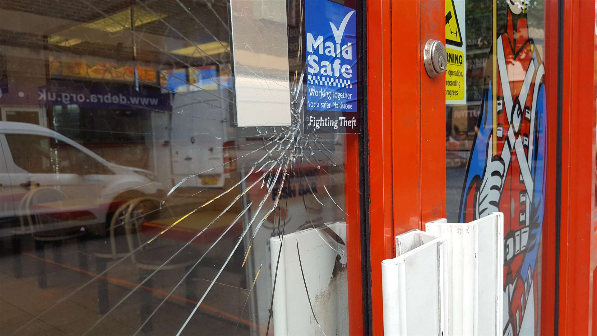Plate glass was cracked by the man's body at Britannic Fish Bar