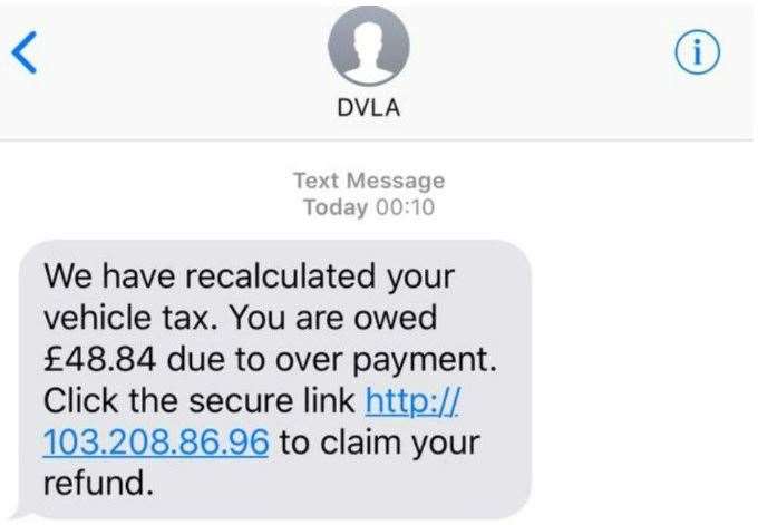 The scam text circulating tells people they're entitled to a refund
