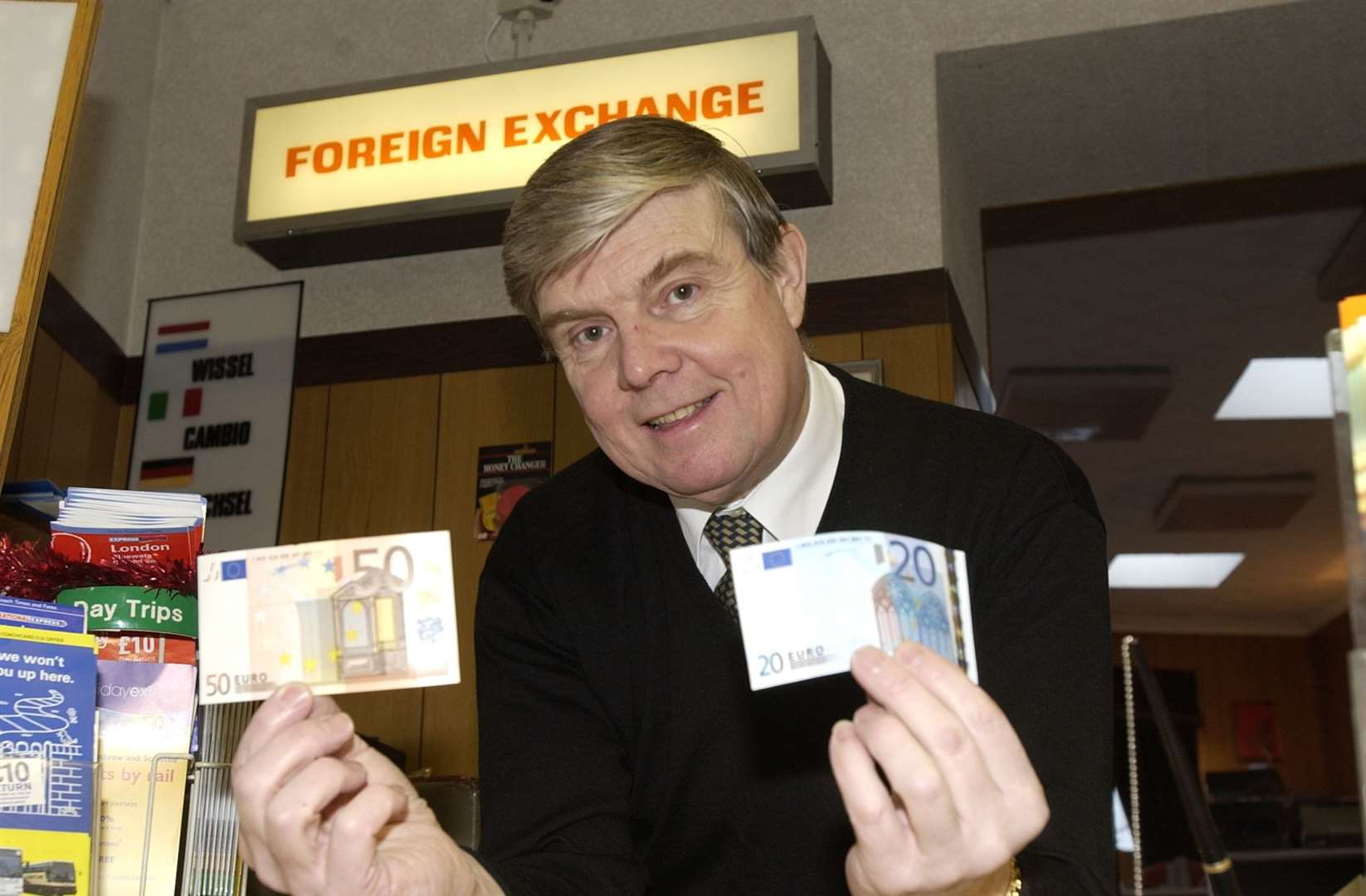 The late Malcolm Hardy pictured with Euro bank notes