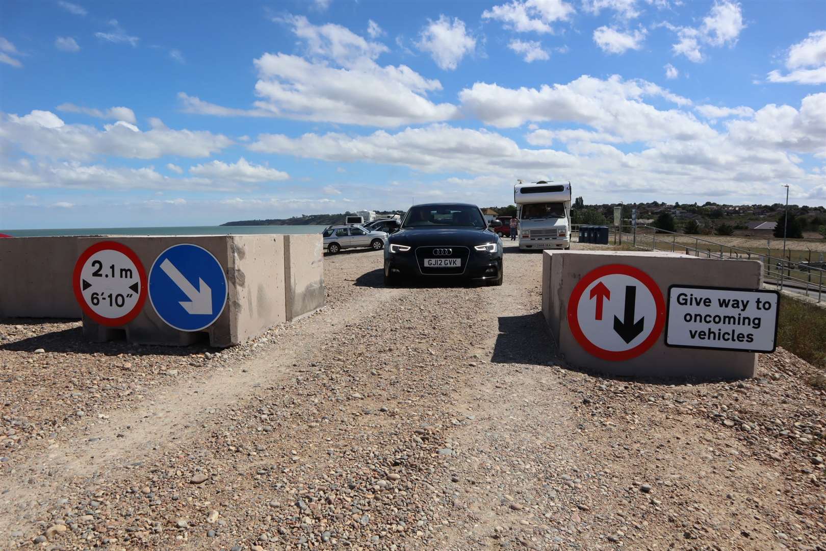 Squeezing through the new double bollards on the shingle bank at Minster, Sheppey. Picture: John Nurden