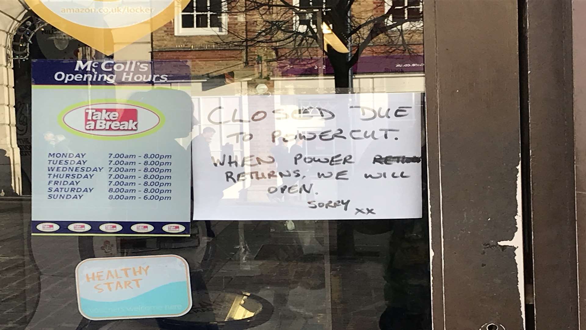 McColl's the newsagent is one of the business that has closed because of the power cut.