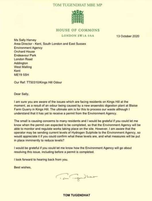 The letter from Tom Tugendhat
