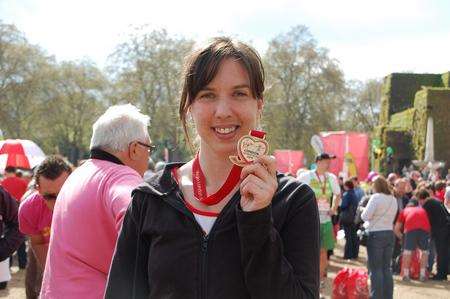 Kent Messenger reporter Mary Graham with her medal for completeing the London Marathon