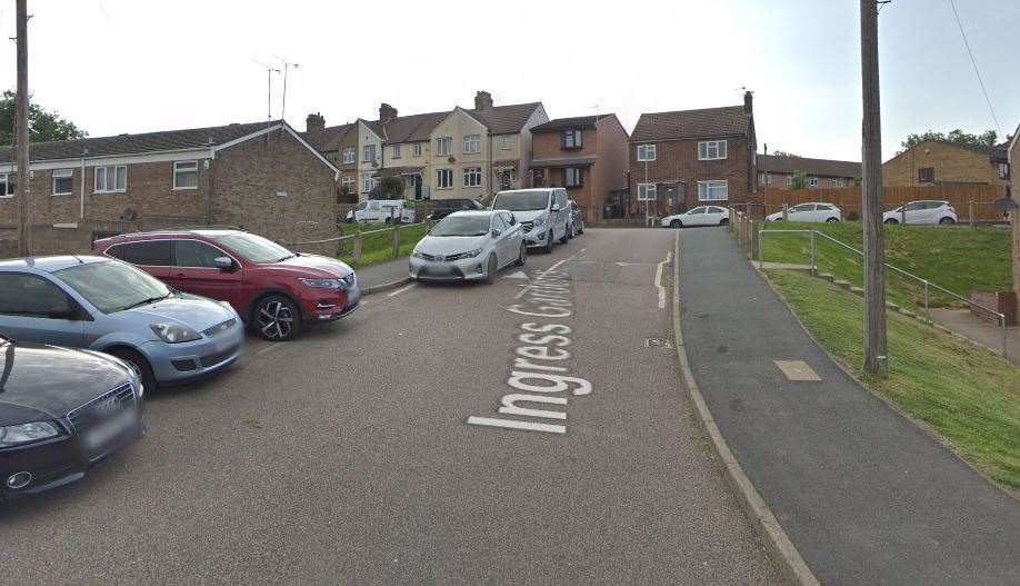 A taxi driver was allegedly threatened with a knife in Ingress Gardens, Dartford, on Friday. Picture: Google Maps (19983950)