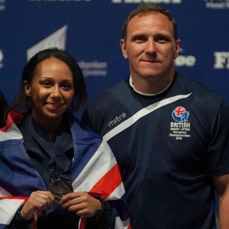 Olympian weightlifter Zoe Smith, who trains at the gym, and head coach Andy Callard