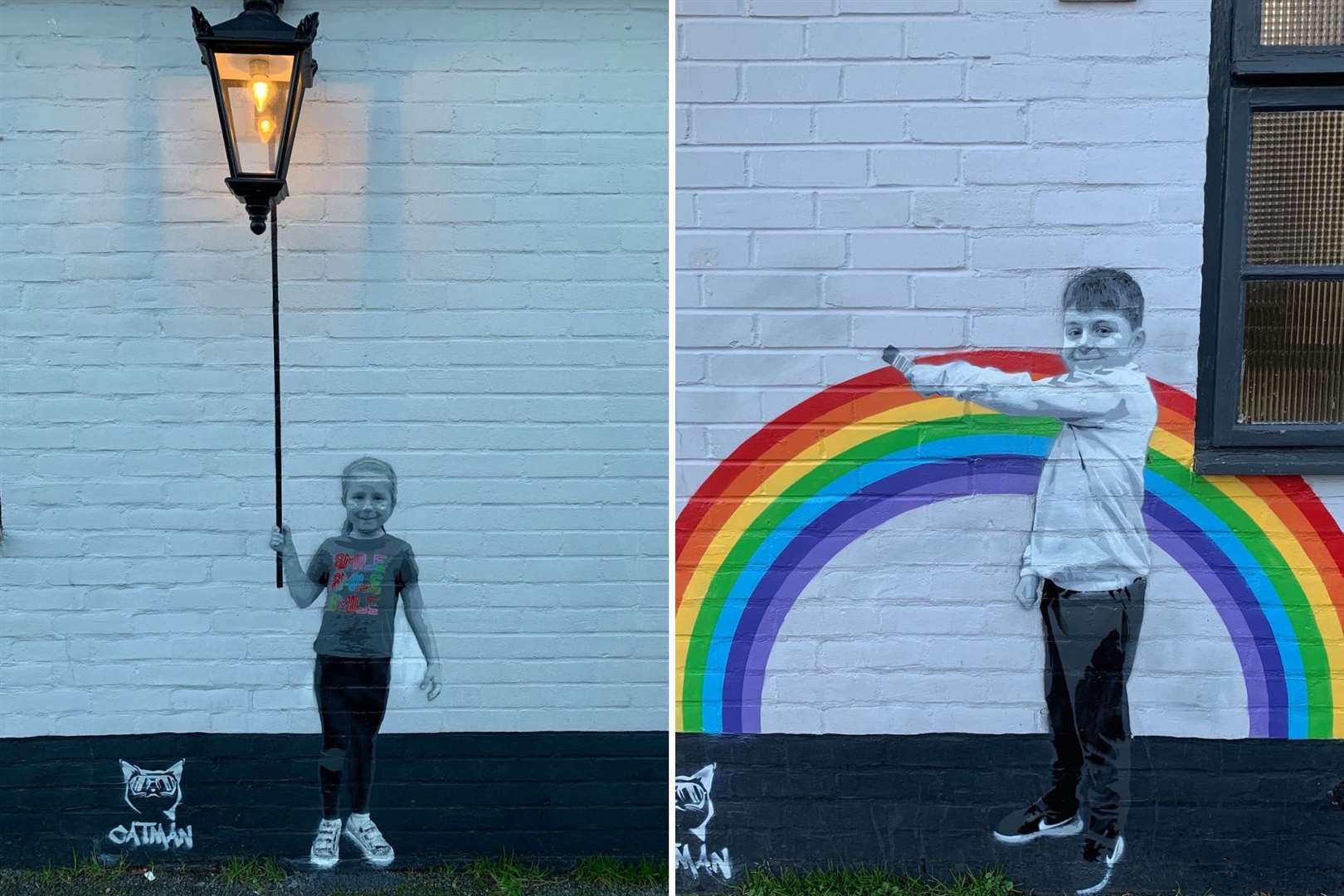 Catman's new street art at The Monument pub in Whitstable, featuring Honey and Josh. Picture: Catman