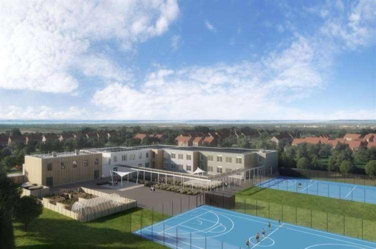 An image of Sheppey’s proposed new special school, released in 2021, showing its outdoor play areas