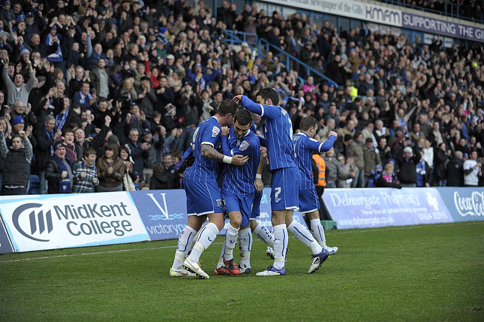 Gillingham celebrate a goal against Stoke City in their third round FA Cup match in 2012 Picture: Barry Goodwin