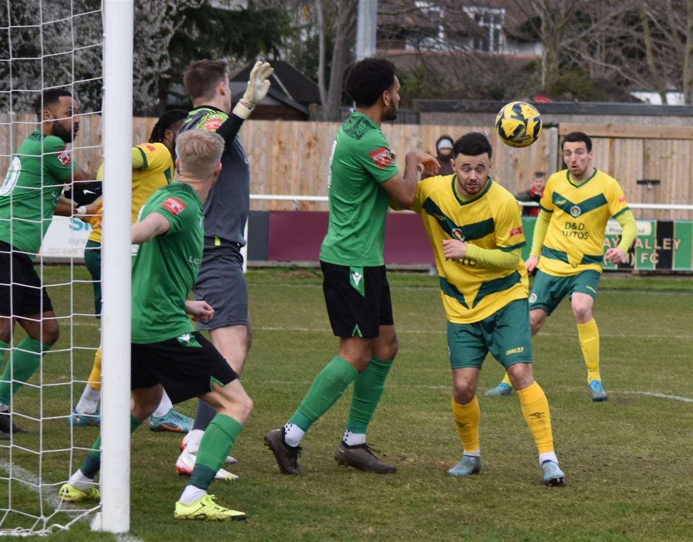 Danny Parish attacks a corner during Ashford's defeat at Cray Valley. Picture: Alan Coomes