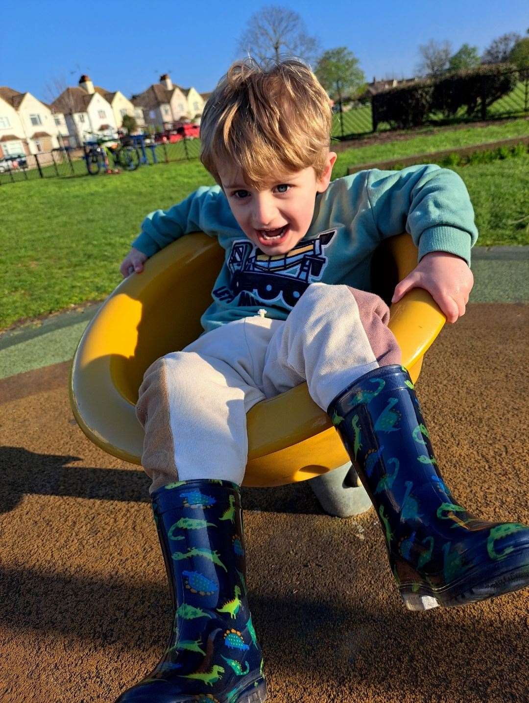 Elijah Matthews, from Herne Bay, is now left exhausted after a trip to the park
