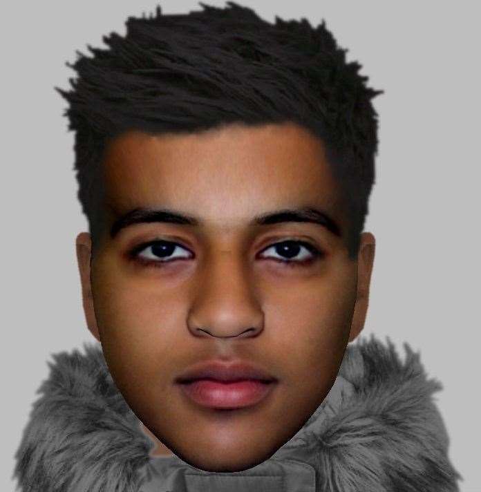 The suspect is described as being Asian, aged in his late teens and with black gelled hair. Picture: Kent Police