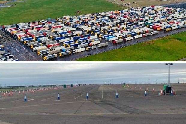 These pictures show the difference at Manston between December 22 and Boxing Day Pics: Swift Aerial Photography/Grant Shapps