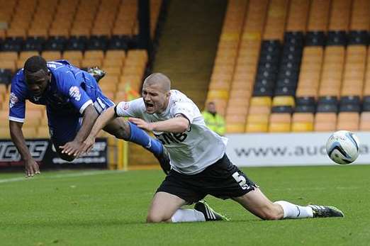 Gillingham's Myles Weston is fouled against Port Vale Picture: Barry Goodwin