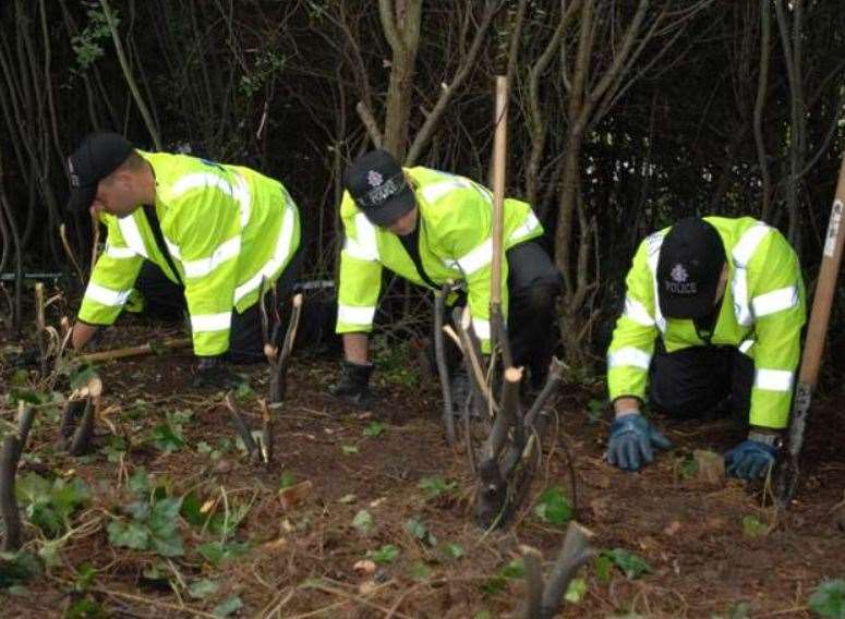 Police search the area near Warren Retail Park, Ashford in 2007. Picture: Barry Goodwin