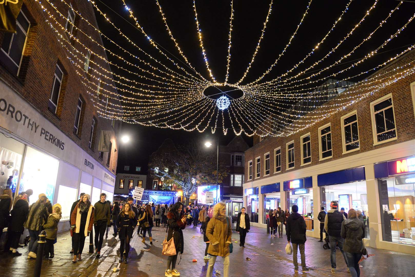 Canterbury's Christmas lights following the switch on Picture: Chris Davey