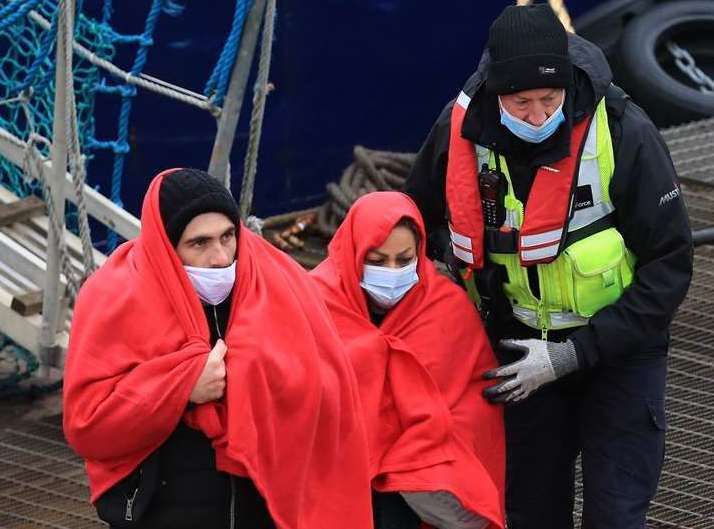 People being brought ashore at Dover. Picture: PA/Gareth Fuller