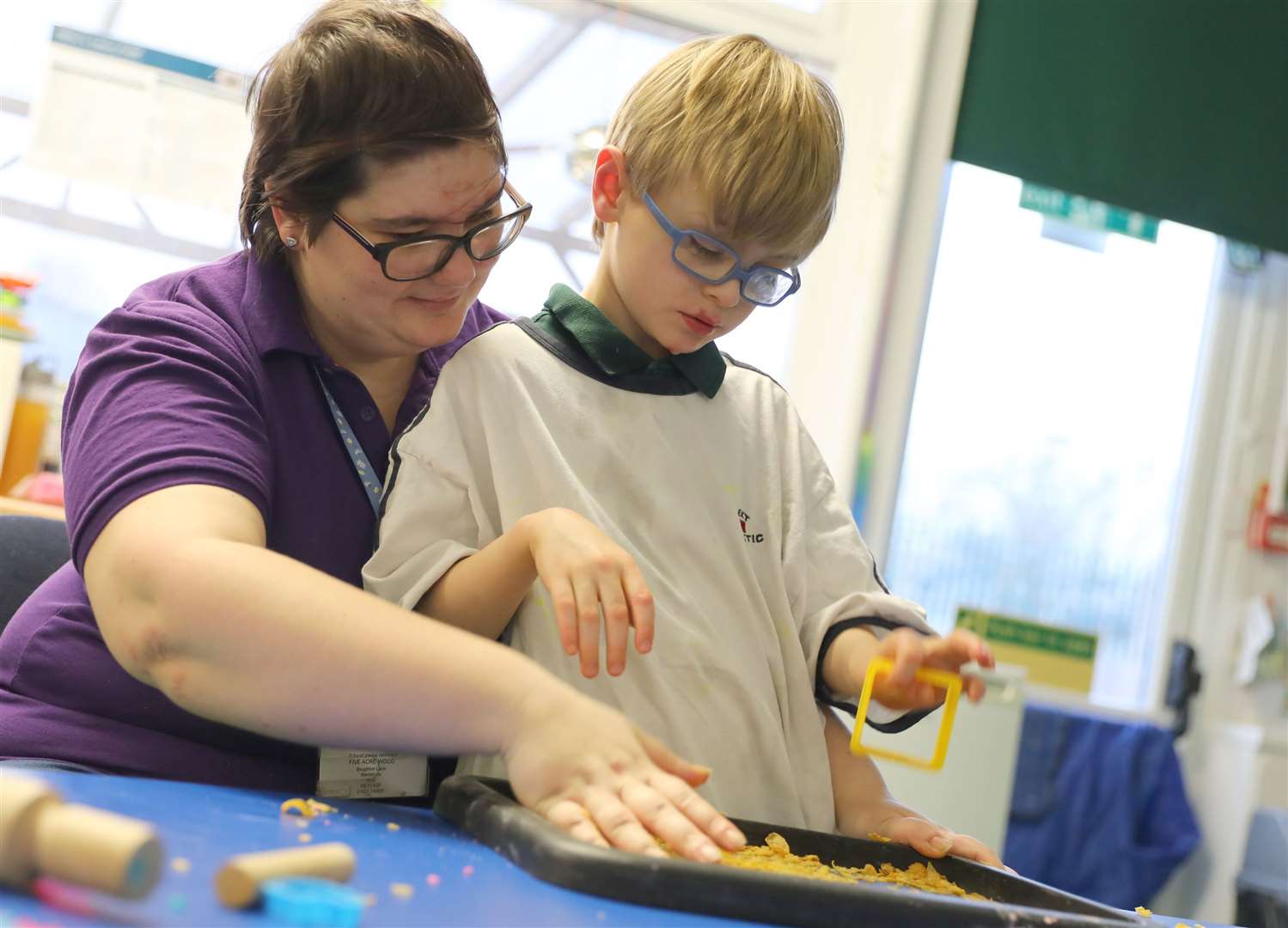 Oliver Turner and Hayley Omoregie enjoy some arts and crafts at Five Acre Wood School, Boughton Lane, Maidstone Picture: Andy Jones