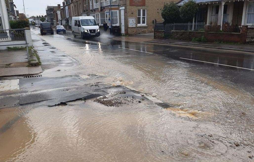 Water leaks – such as this in Whitstable – can waste colossal amounts of water. Picture: Tina Webb