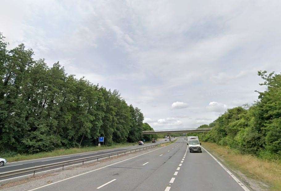 The A20 is partially blocked following a "serious collision". Picture: Google