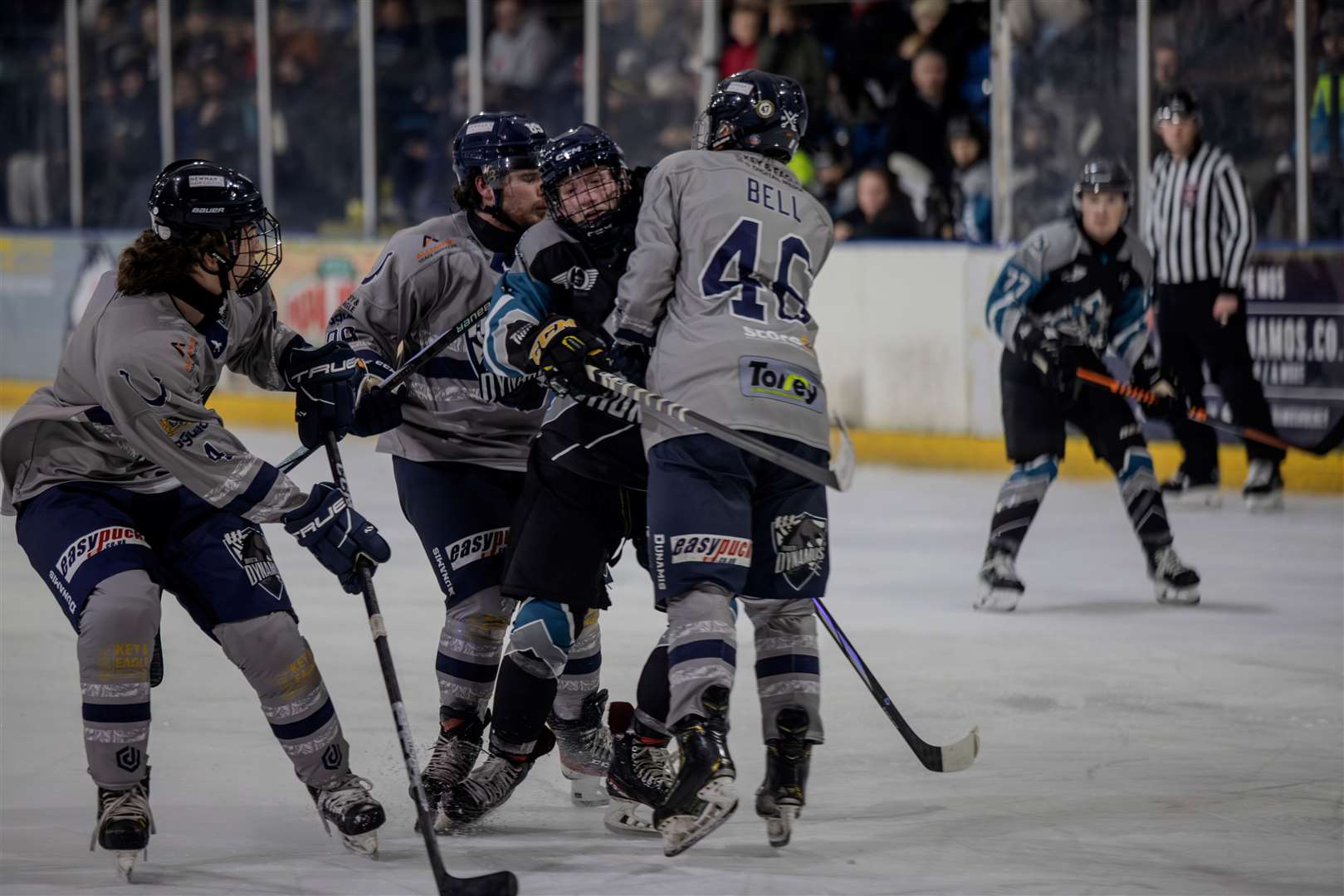 Matthew Bell in the thick of it for the Invicta Dynamos against MK Thunder Picture: David Trevallion
