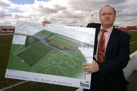 GO AHEAD: Jeremy Kite with the plans for the new ground. Picture: NICK JOHNSON