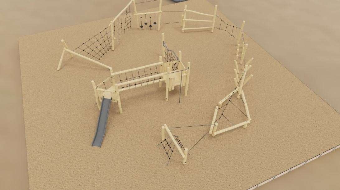 The park will have a wooden climbing frame and a slide. Picture: FH&SDC