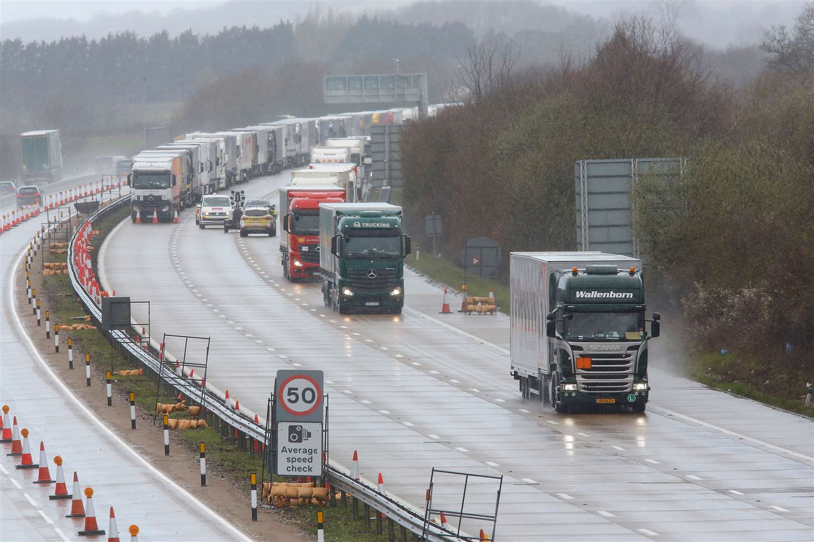 Operation Stack, the predecessor of Operation Brock, was brought in place earlier this month on the M20 due to Storm Gareth. Picture: Andy Jones