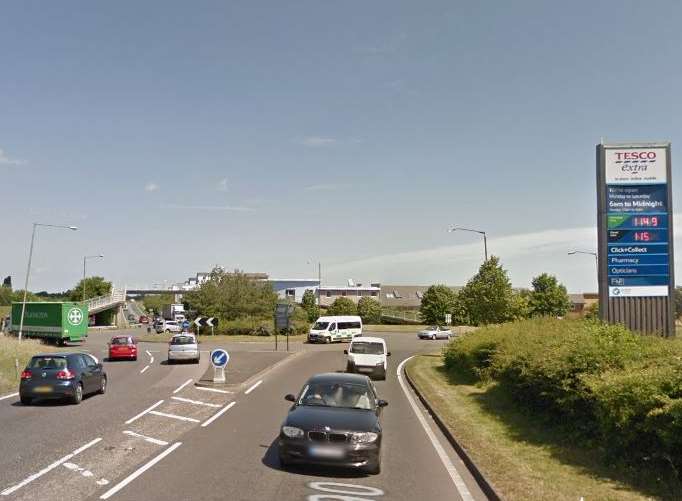 The Tesco roundabout on the Thanet Way, near where repair works are being carried out