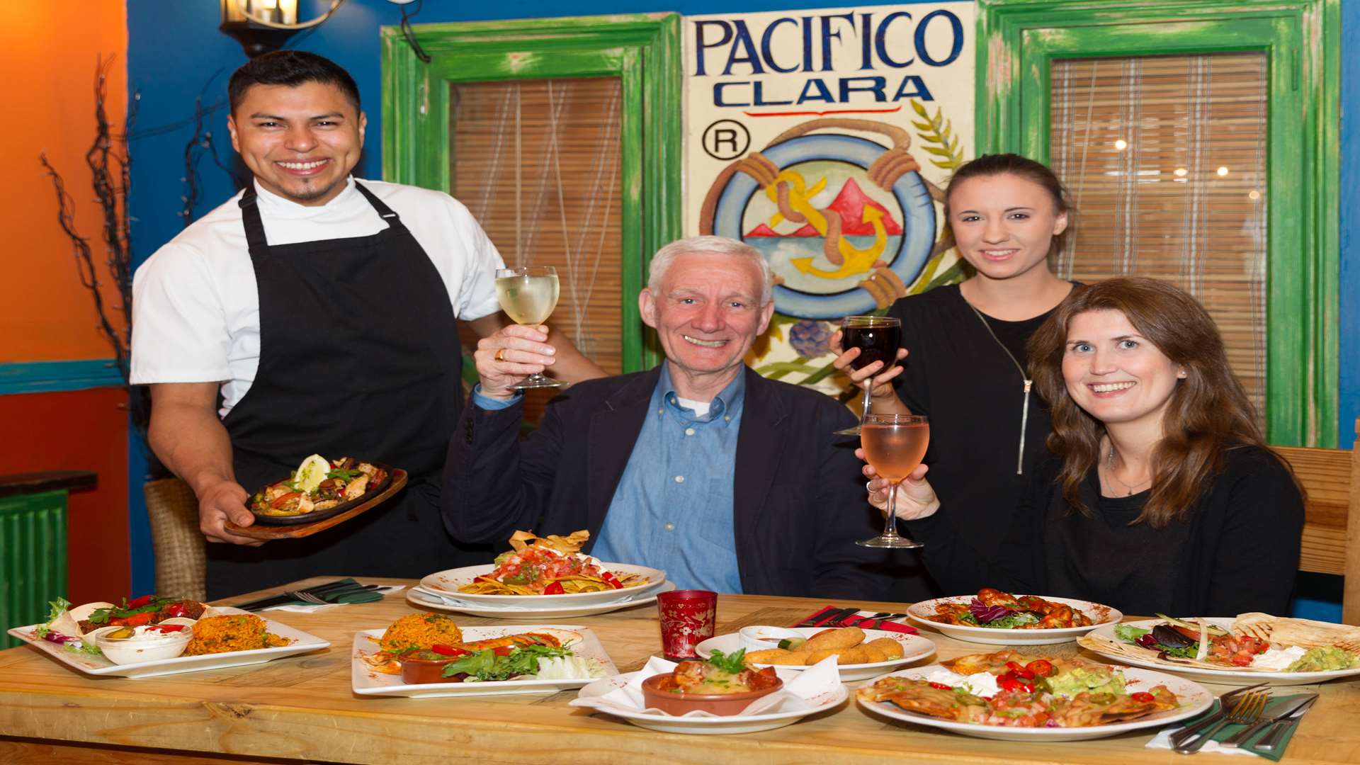 Mexican chef Daniel Gallegos, owner Richard Harvey, and waitresses Sofia Spennacchi and Filipa Cordeiro. Picture: David Bartholomew