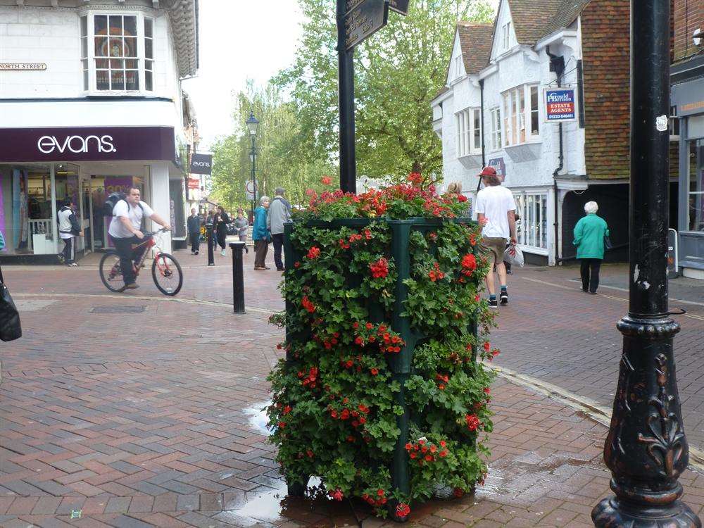 The planter outside Boots in Ashford High Street