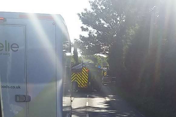 The A257 has been closed at Littlebourne. Picture: Paul Jeffries