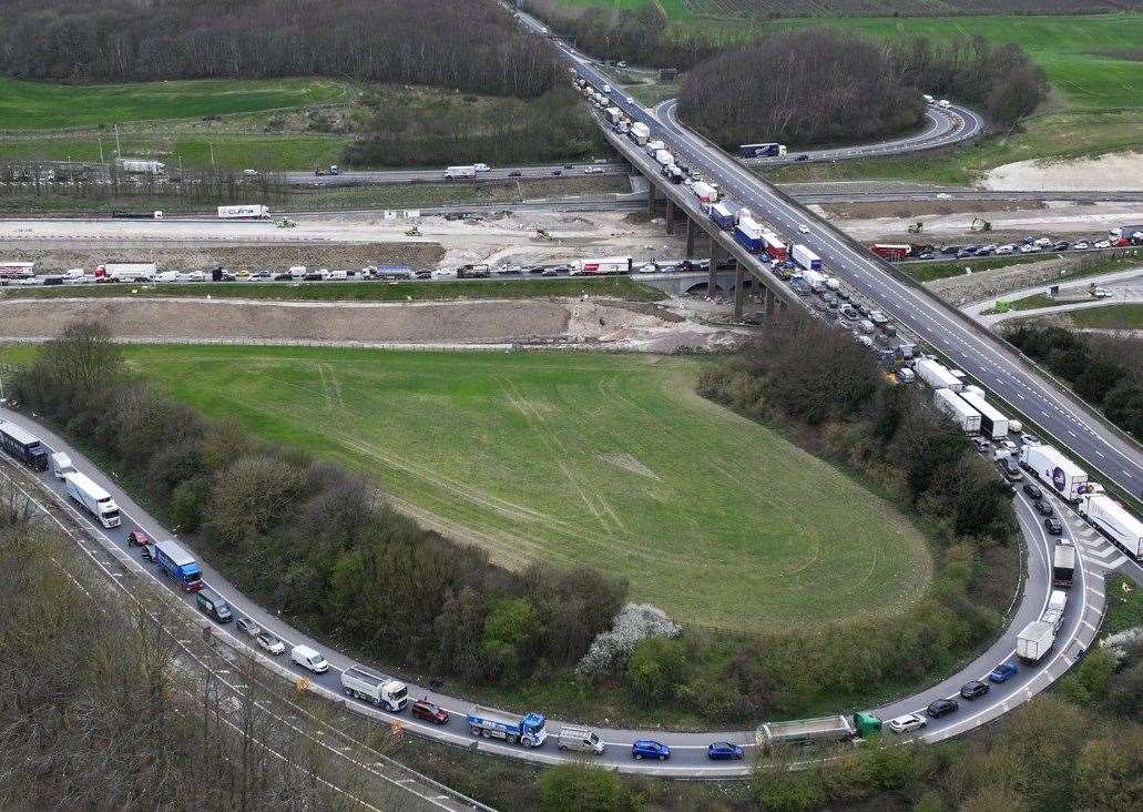 Queues are forming at the Stockbury Roundabout near Sittingbourne. Picture: UKNIP
