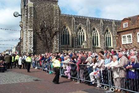 The crowd outside Dover Town Hall on the day of the ceremony