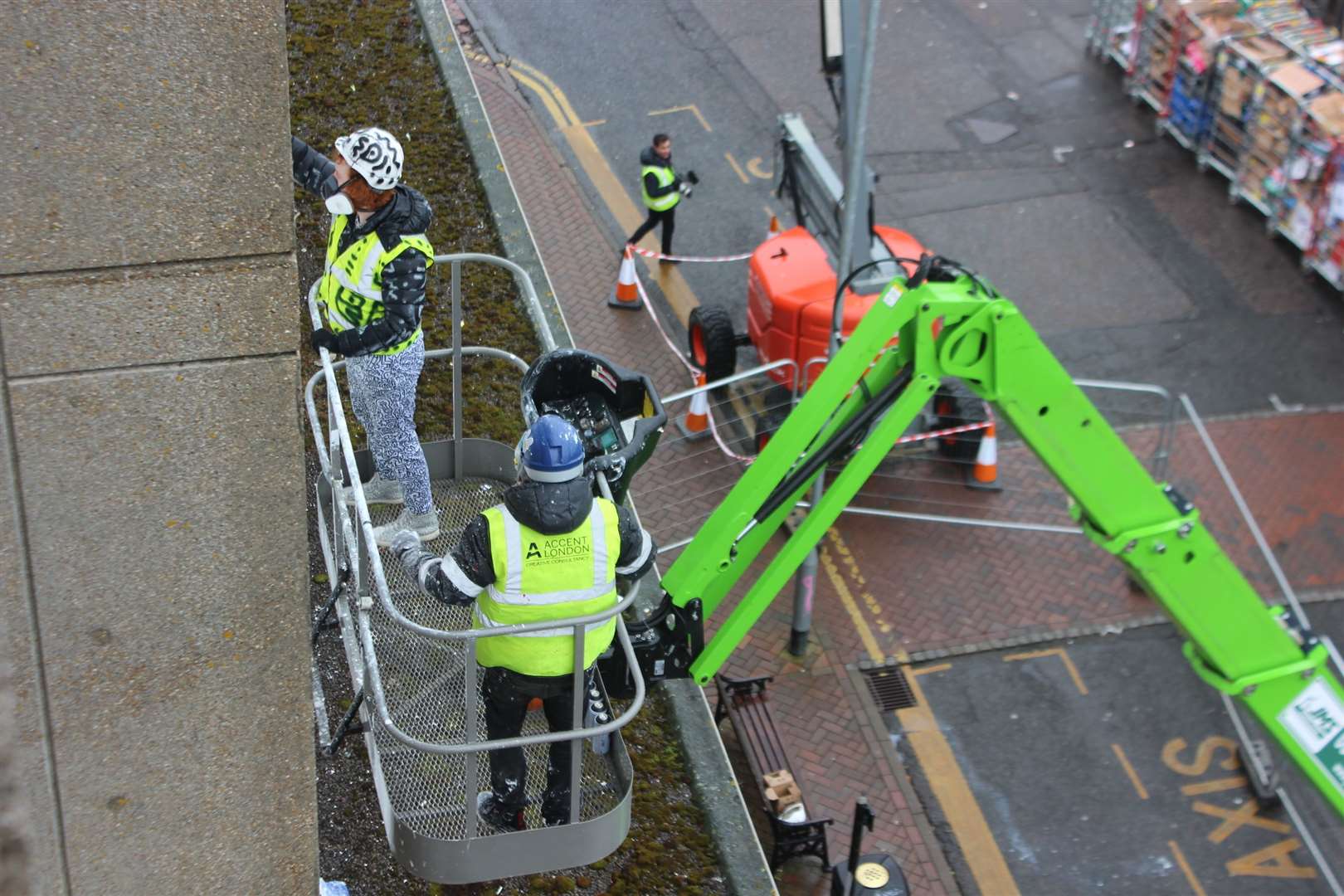 The artist has been working at great heights since Monday. Picture: Ashford Borough Council