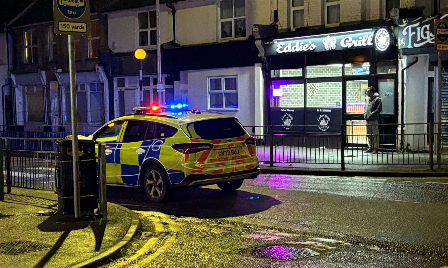Police in Beaver Road at the junction with Torrington Road and Christchurch Road. Picture: Joe Harbert