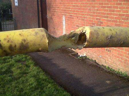 A damaged gas pipe in Halstead