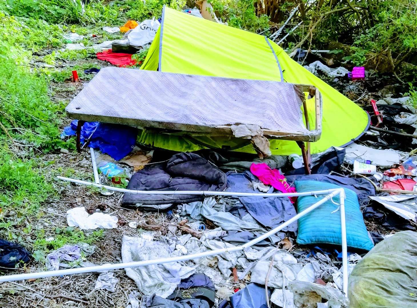 Photos of litter and tents near the Leas Lift Folkestone. Picture: George Bauer