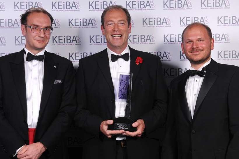 Best Land Based Business: Frazer Thompson, centre, from Chapel Down with Mark Lumsdon-Taylor, left, and James Bullock