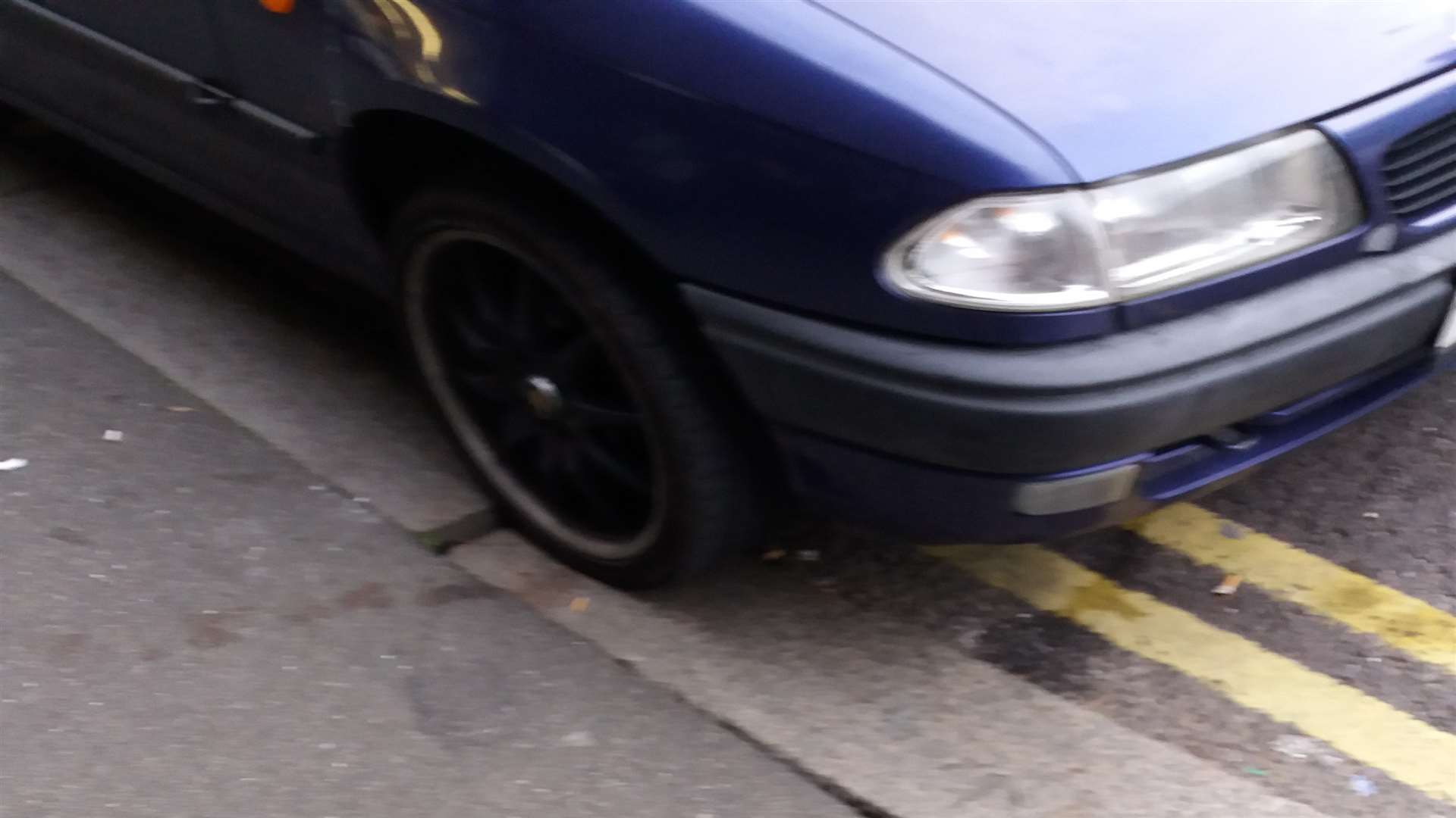 Dover High Street. Cars on double yellow lines,can even damage kerbstones