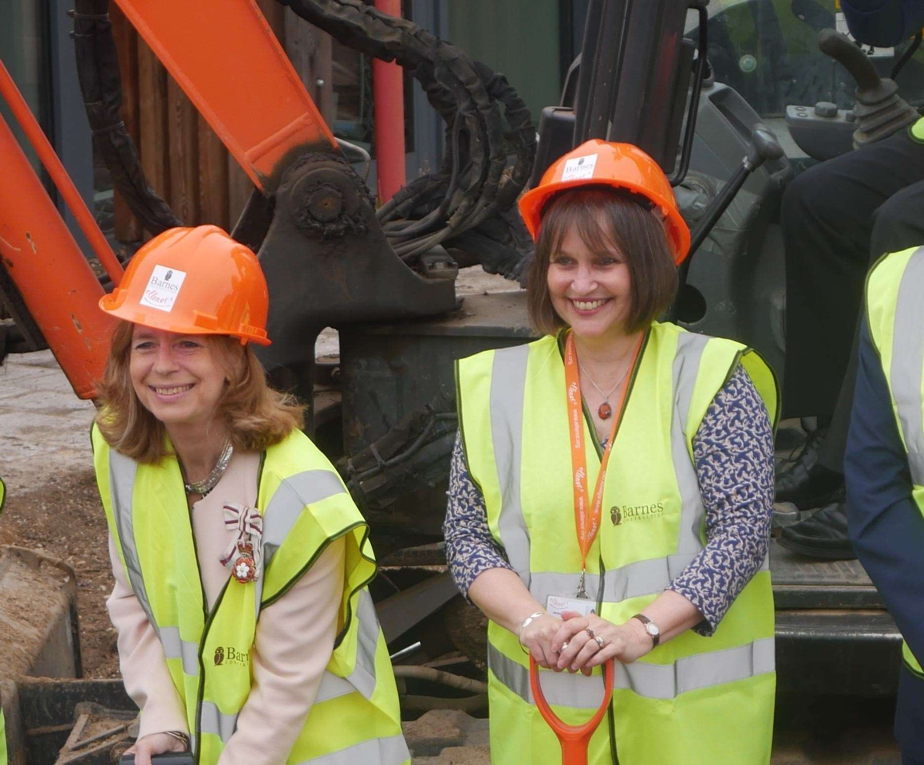 Lady Colgrain breaking the ground at the construction site at Ellenors with Jacqui Hackett standing beside