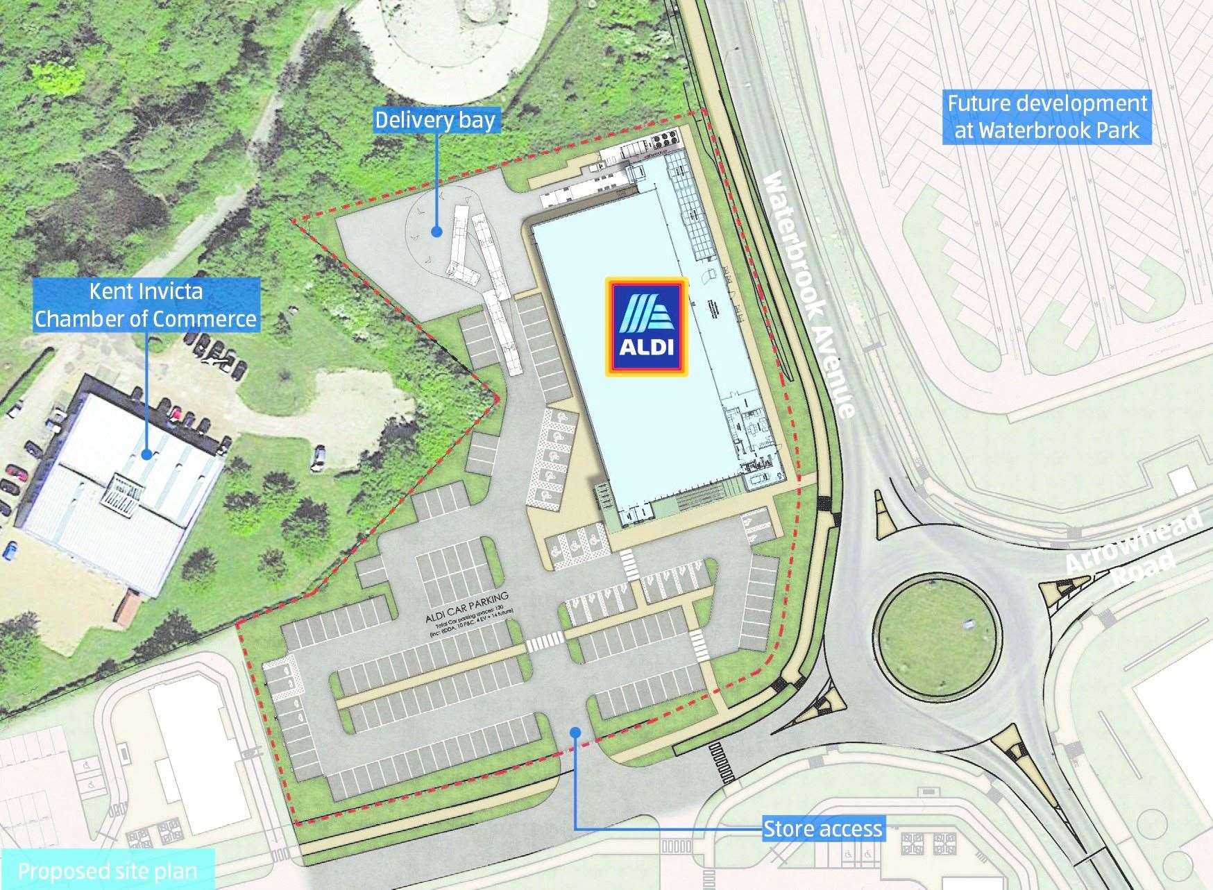 The Aldi will be located off Waterbrook Avenue